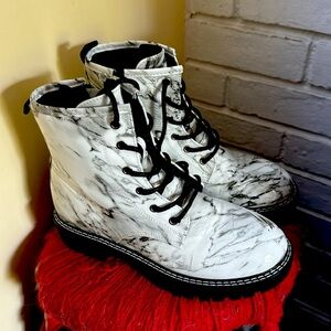 MIA marble combat boots with zipper